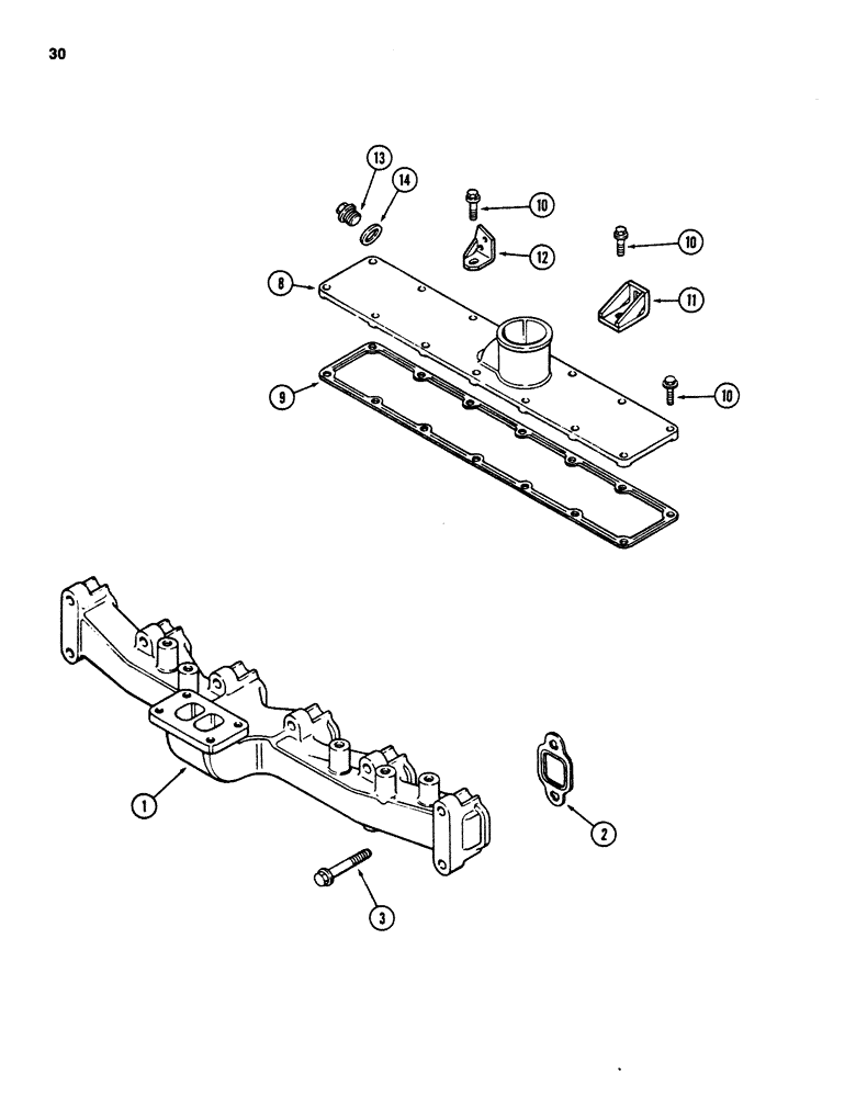 Схема запчастей Case 880D - (030) - MANIFOLDS, 6T-590 DIESEL ENGINE, EXHAUST (01) - ENGINE