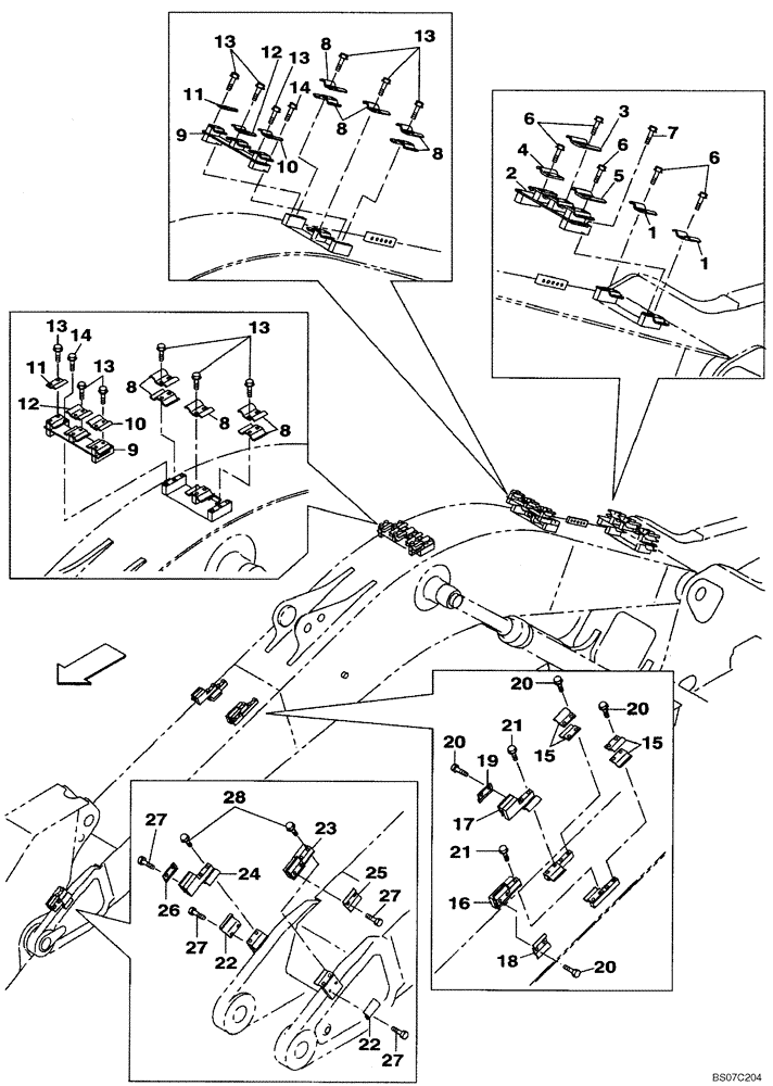 Схема запчастей Case CX160B - (09-38[03]) - CLAMPS - BOOM (09) - CHASSIS/ATTACHMENTS