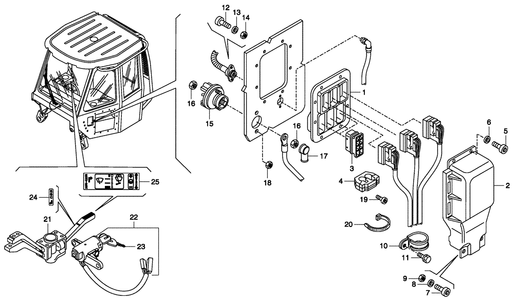 Схема запчастей Case 340 - (67A00001454[001]) - VARIOUS ELECTRICAL EQUIPMENTS (55) - ELECTRICAL SYSTEMS