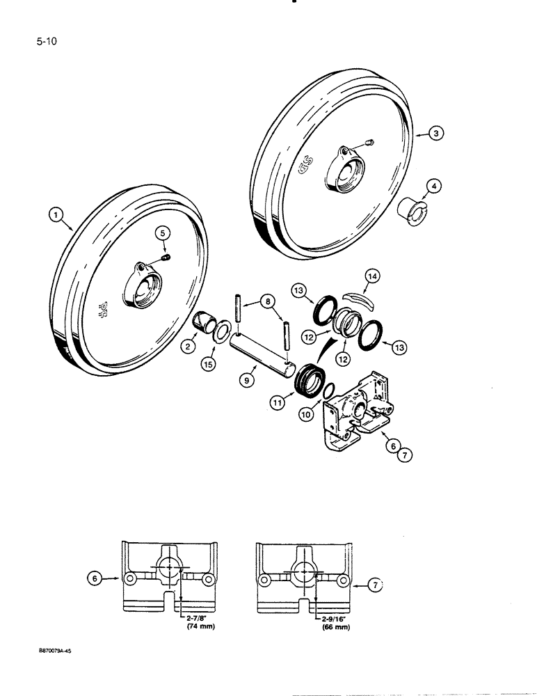 Схема запчастей Case 455C - (5-10) - IDLER ASSEMBLY (11) - TRACKS/STEERING