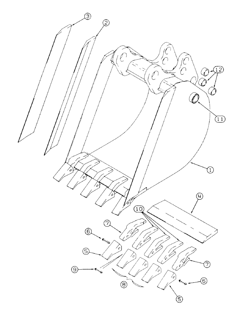 Схема запчастей Case 580SK - (9-076) - BACKHOE BUCKETS, TRENCHING BUCKETS, INCURVED, HEAVY DUTY (09) - CHASSIS/ATTACHMENTS
