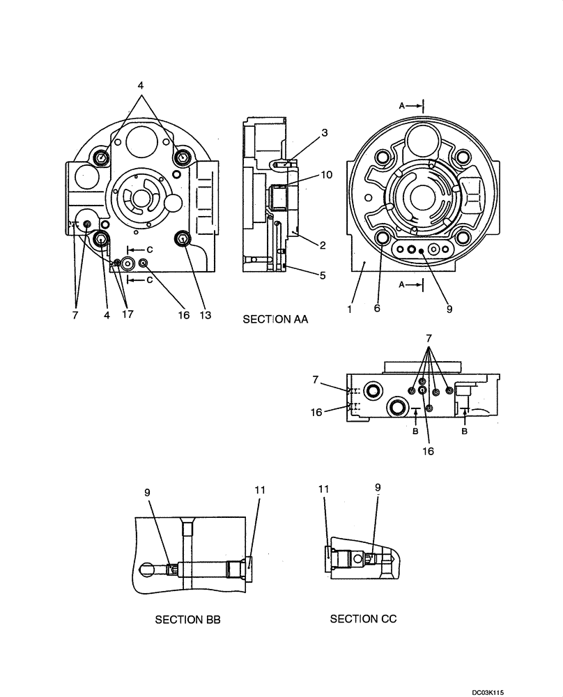 Схема запчастей Case CX47 - (08-22[00]) - PUMP - COVER (08) - HYDRAULICS