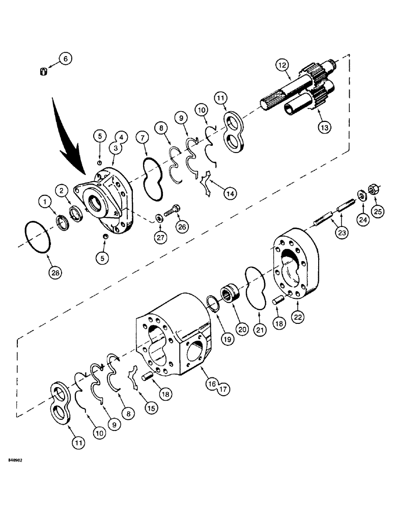 Схема запчастей Case 1187 - (218) - S608925 MOTOR PUMP, USED WITH ROTARY CUTTER (07) - HYDRAULIC SYSTEM