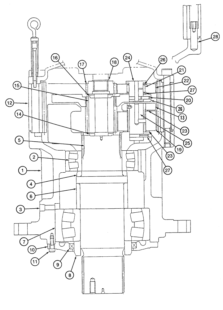 Схема запчастей Case 9050B - (8-172) - SWING REDUCTION GEAR ASSEMBLY (08) - HYDRAULICS