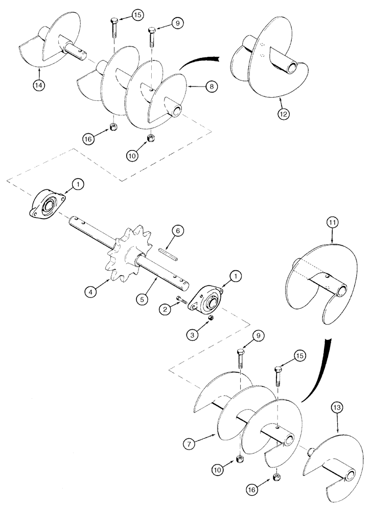 Схема запчастей Case 960 - (09-34) - MOUNTING AUGER (09) - CHASSIS