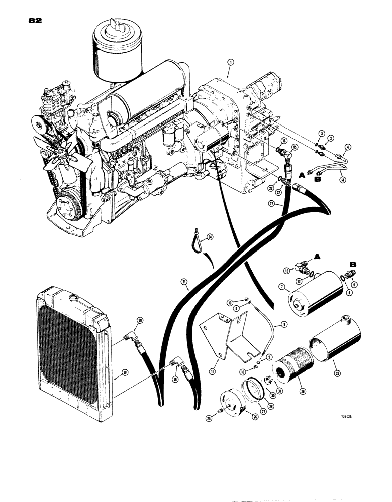 Схема запчастей Case W14 - (082) - TRANSMISSION HYDRAULIC SYSTEM, L47141 TRANSMISSION OIL (06) - POWER TRAIN