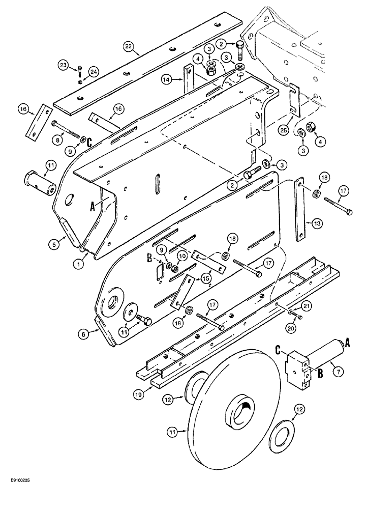 Схема запчастей Case 760 - (09-070) - TRENCHER BOOMS AND MOUNTING, ROCK BOOM - 4 FOOT (89) - TOOLS