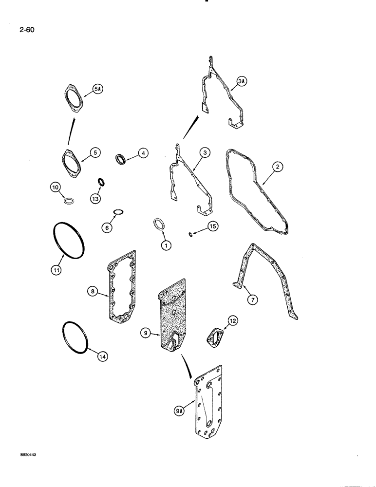 Схема запчастей Case 821 - (2-060) - CYLINDER BLOCK GASKET KITS 6T-830 ENGINE PRIOR TO ENGINE SERIAL NO 44500128 (02) - ENGINE