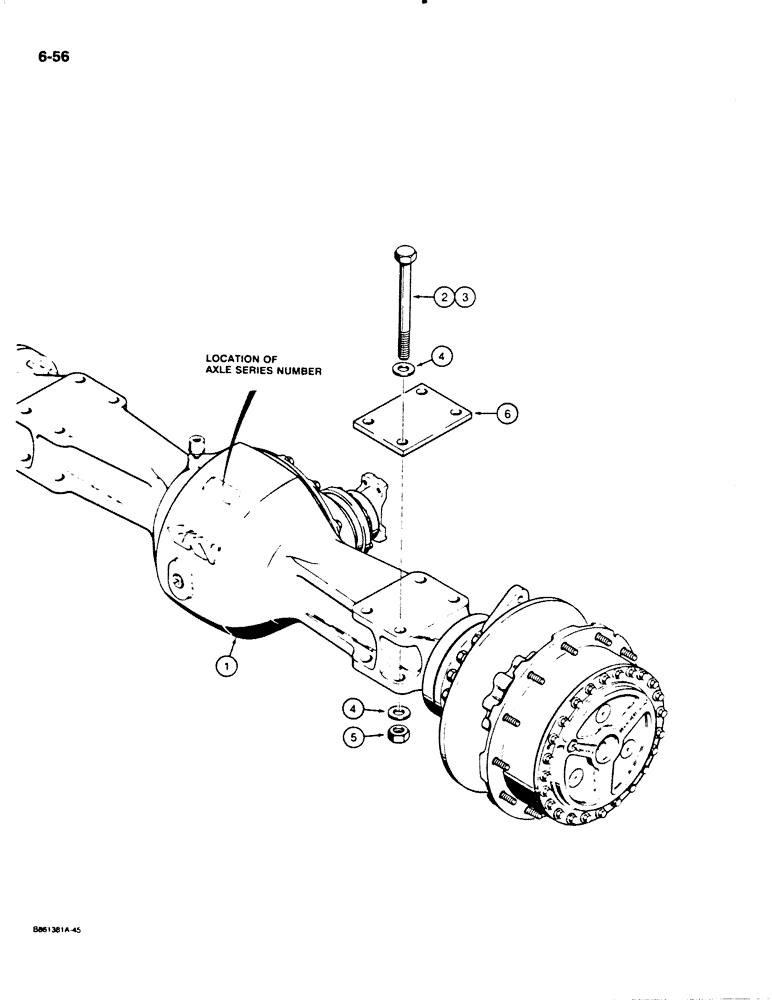 Схема запчастей Case W20C - (6-56) - W20C AXLE ASSEMBLIES, AXLE IDENTIFICATION (06) - POWER TRAIN