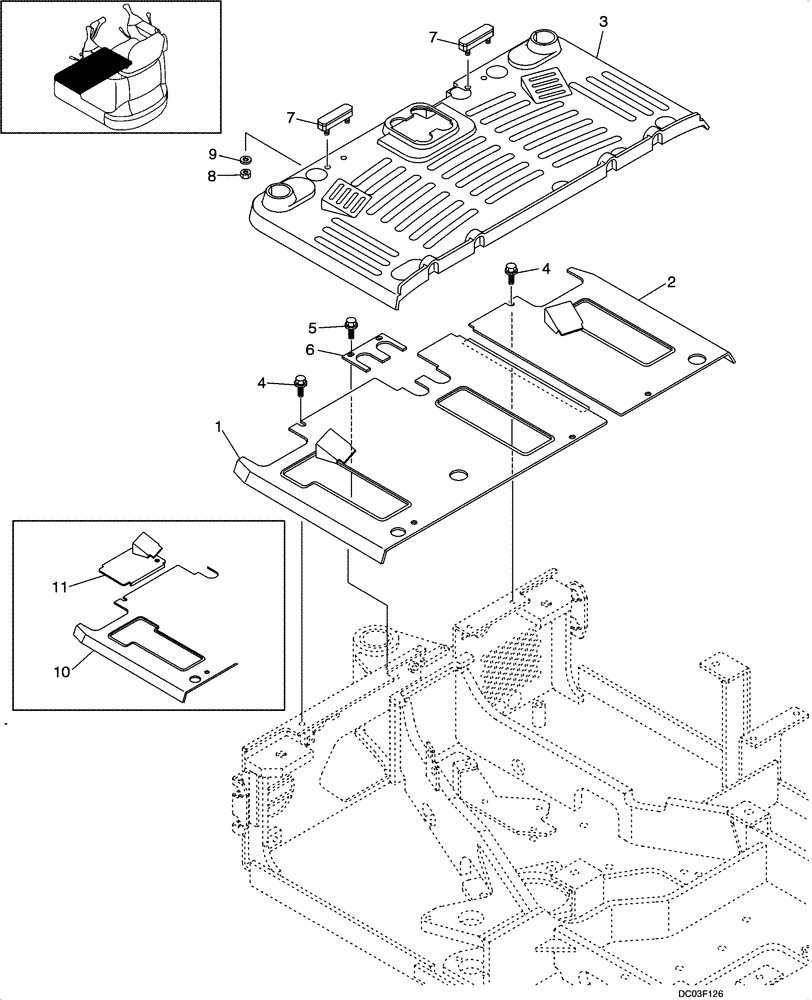 Схема запчастей Case CX14 - (09-09[00]) - PLATES, FLOOR (09) - CHASSIS/ATTACHMENTS