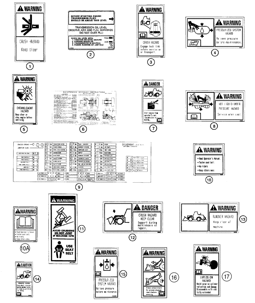 Схема запчастей Case 821C - (09-76) - DECALS ENGLISH (09) - CHASSIS