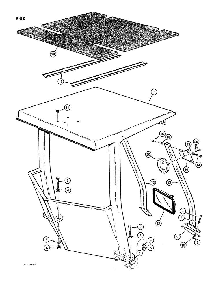 Схема запчастей Case W11B - (9-052) - ROPS CANOPY (09) - CHASSIS/ATTACHMENTS