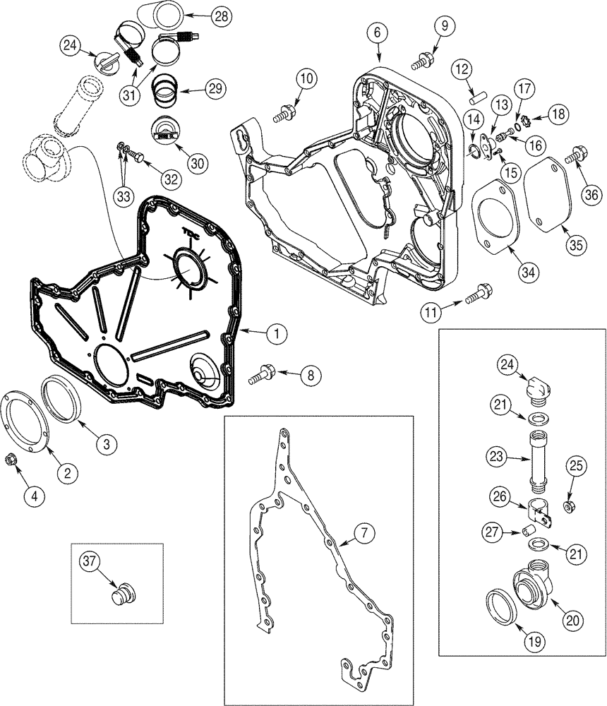 Схема запчастей Case 821C - (02-22) - FRONT GEAR COVER (02) - ENGINE