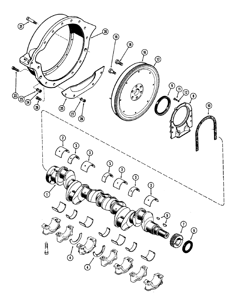 Схема запчастей Case W8B - (033A) - CRANKSHAFT, FLYWHEEL & HOUSING, (377) SPARK IGNITION ENGINE (01) - ENGINE