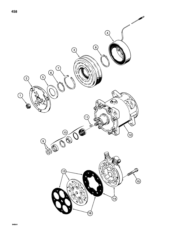 Схема запчастей Case 1155D - (458) - AIR CONDITIONING COMPRESSOR ASSEMBLY (09) - CHASSIS/ATTACHMENTS
