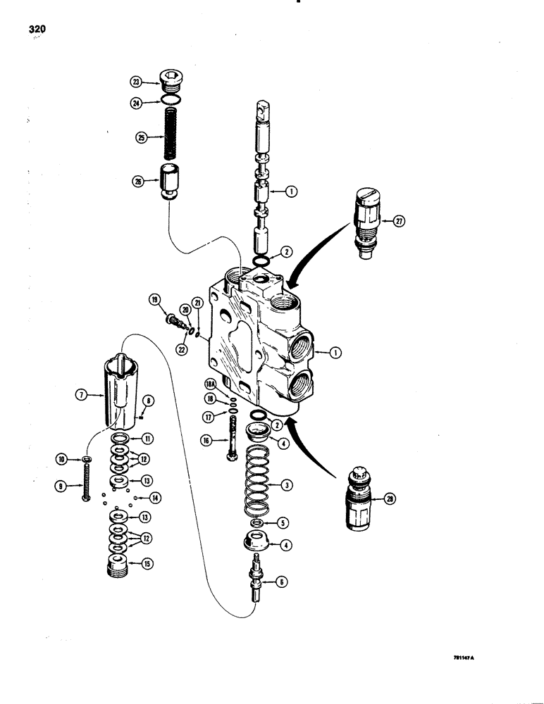 Схема запчастей Case 1150C - (320) - D87084 LOADER LIFT SECTION (08) - HYDRAULICS