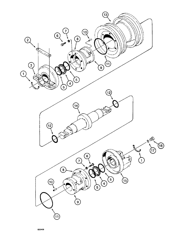 Схема запчастей Case 1187 - (122) - DOUBLE FLANGE TRACK ROLLER, TYPE C (04) - UNDERCARRIAGE