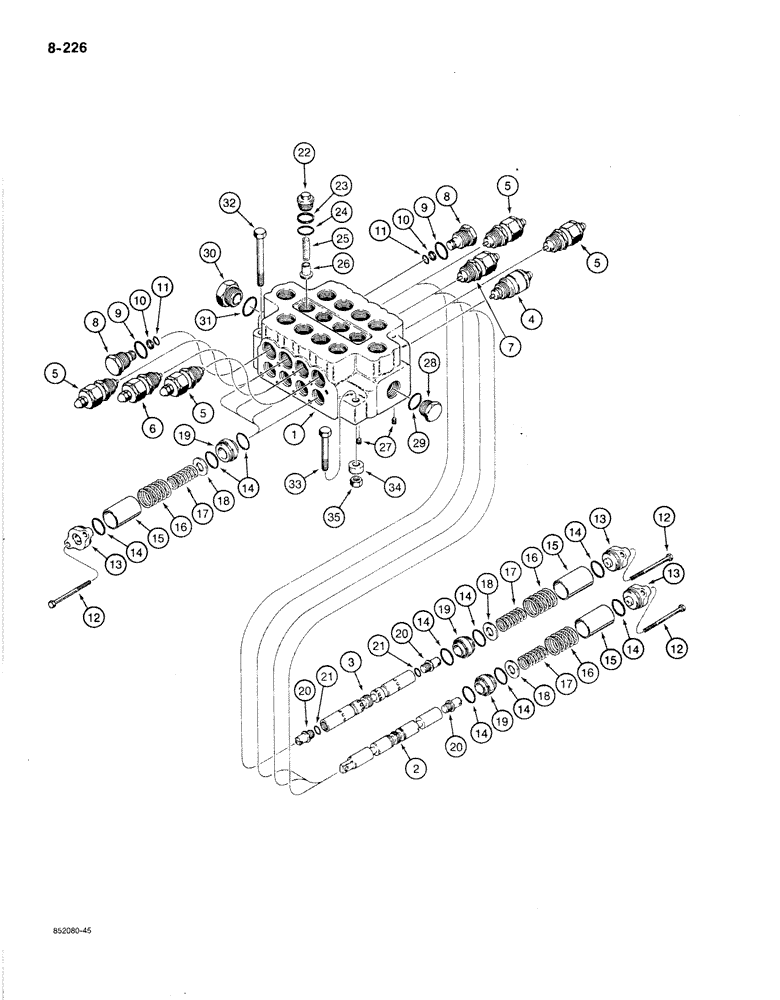 Схема запчастей Case 1080B - (8-226) - FOUR SPOOL CONTROL VALVE - INSIDE (08) - HYDRAULICS