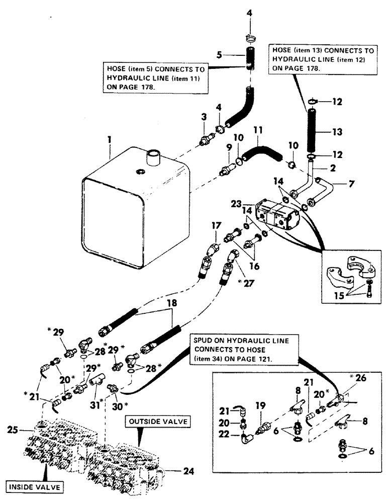 Схема запчастей Case 40BLC - (176) - RESERVOIR TO PUMP MAIN VALVE HYDRAULICS (07) - HYDRAULIC SYSTEM