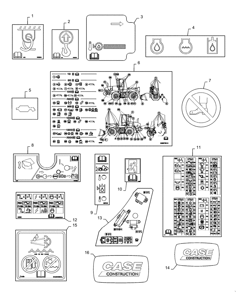 Схема запчастей Case 721F - (90.108.09[03]) - DECALS COMMON TO MODEL AFTER SERIAL # NBF215001 (90) - PLATFORM, CAB, BODYWORK AND DECALS