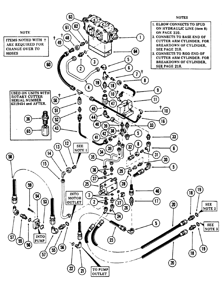 Схема запчастей Case 40BLC - (318) - ROTARY CUTTER HYDRAULICS, (USED WITH ROTARY CUTTER) (07) - HYDRAULIC SYSTEM