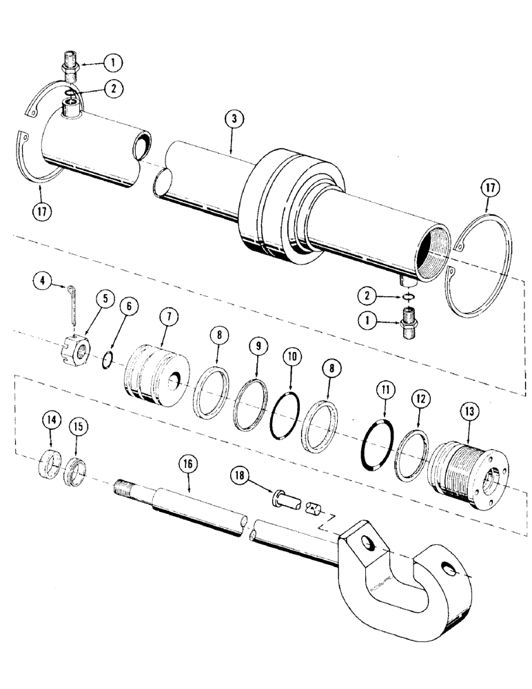 Схема запчастей Case 120 - (215) - COUNTERWEIGHT CYLINDER, 3.50" ID X 33" STROKE, USED ON UNITS WITH SERIAL NO. 65521 THRU 6287224 (35) - HYDRAULIC SYSTEMS