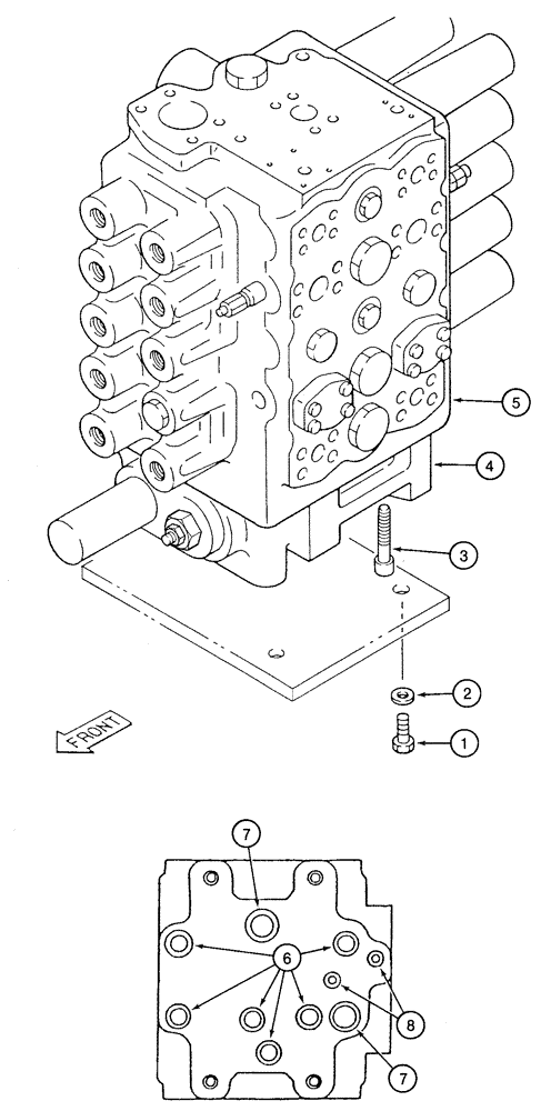 Схема запчастей Case 9060 - (8-072) - 153038A1 CONTROL VALVE AND MOUNTING (08) - HYDRAULICS