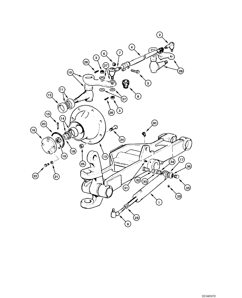 Схема запчастей Case 885 - (06.23[00]) - FRONT AXLE - WHEEL HUB AND STEERING BAR (06) - POWER TRAIN