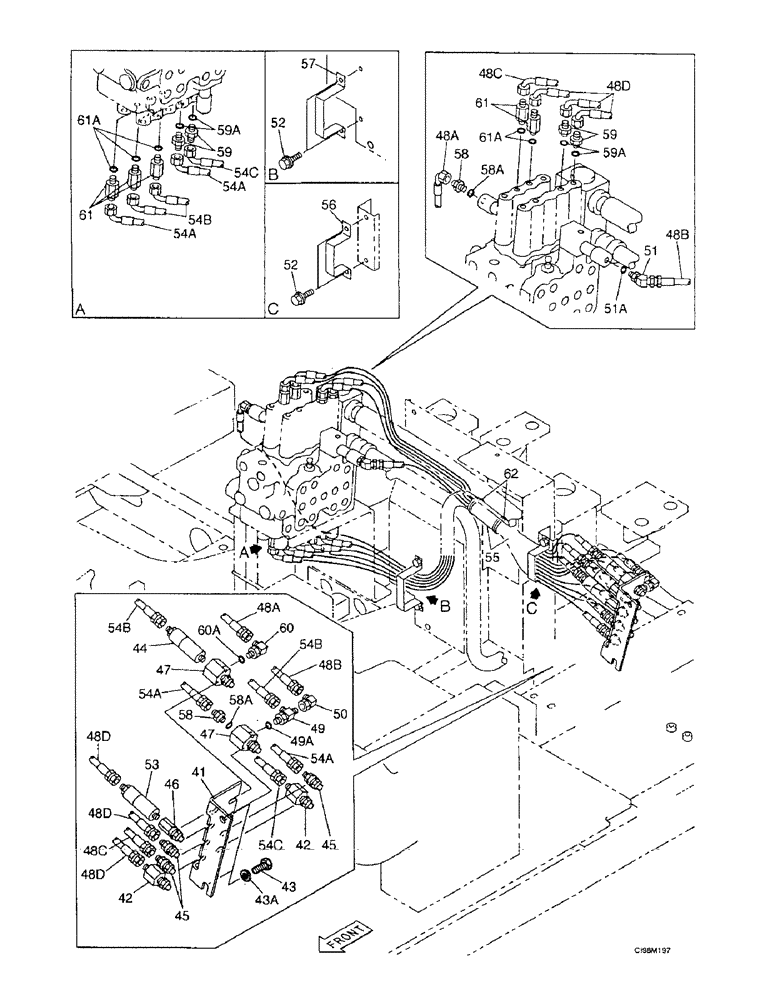 Схема запчастей Case 9007B - (8-036) - HYDRAULIC CIRCUIT - PILOT, CONTROL VALVE (08) - HYDRAULICS