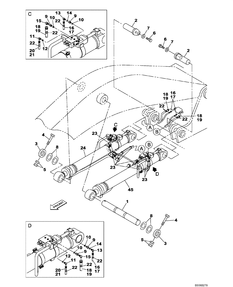 Схема запчастей Case CX700 - (08-013-00[01]) - HYDRAULIC CIRCUIT - BOOM CYLINDER (WITH VALVE, PRESSURE RELIEF) (08) - HYDRAULICS