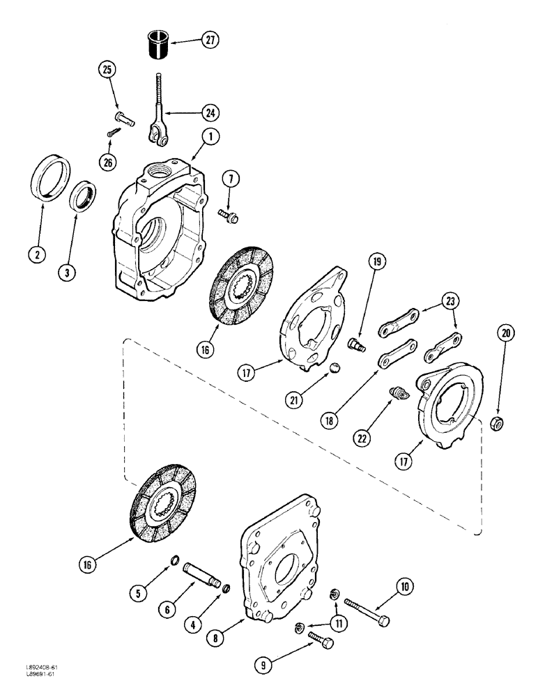 Схема запчастей Case 480F LL - (7-02) - TRANSAXLE, DIFFERENTIAL BRAKE HOUSING AND BRAKE (07) - BRAKES