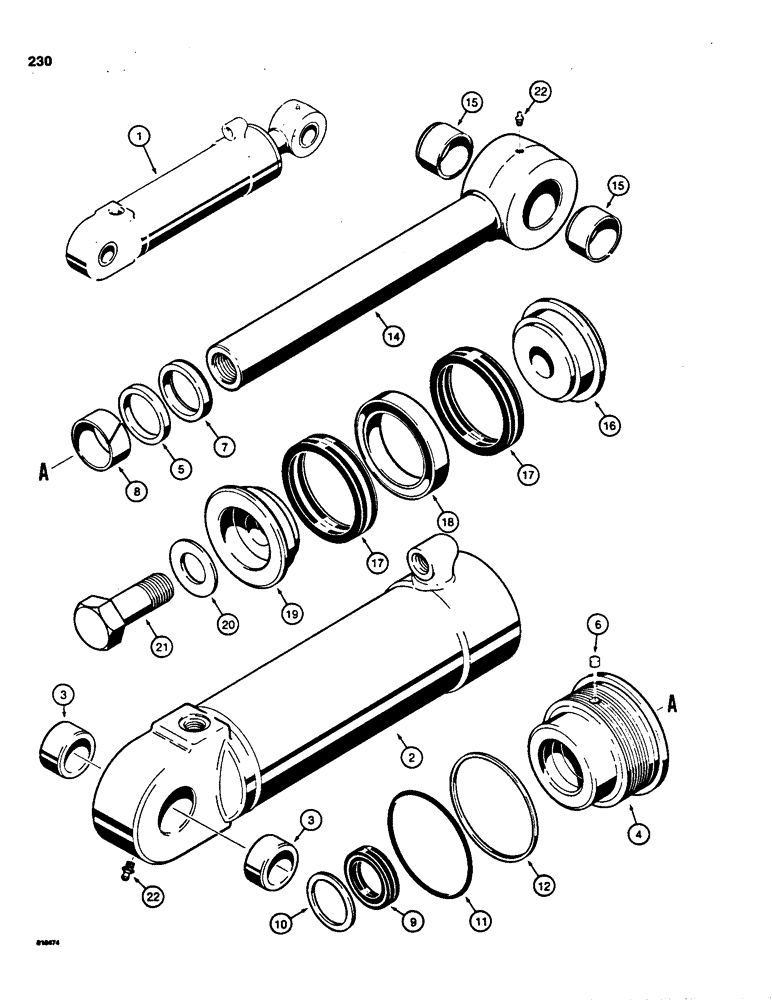 Схема запчастей Case 850C - (230) - G103467 DOZER ANGLE CYLINDERS, ANGLE TILT DOZER MODELS (07) - HYDRAULIC SYSTEM