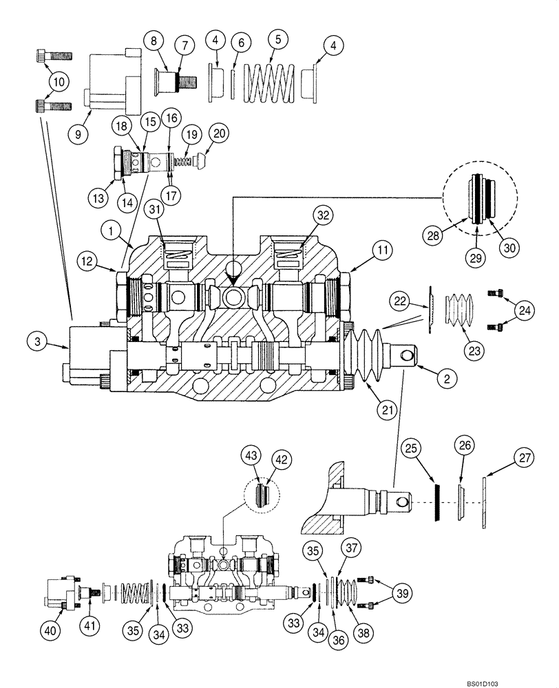 Схема запчастей Case 588G - (08-19) - VALVE SECTION - FORKLIFT TILT (08) - HYDRAULICS
