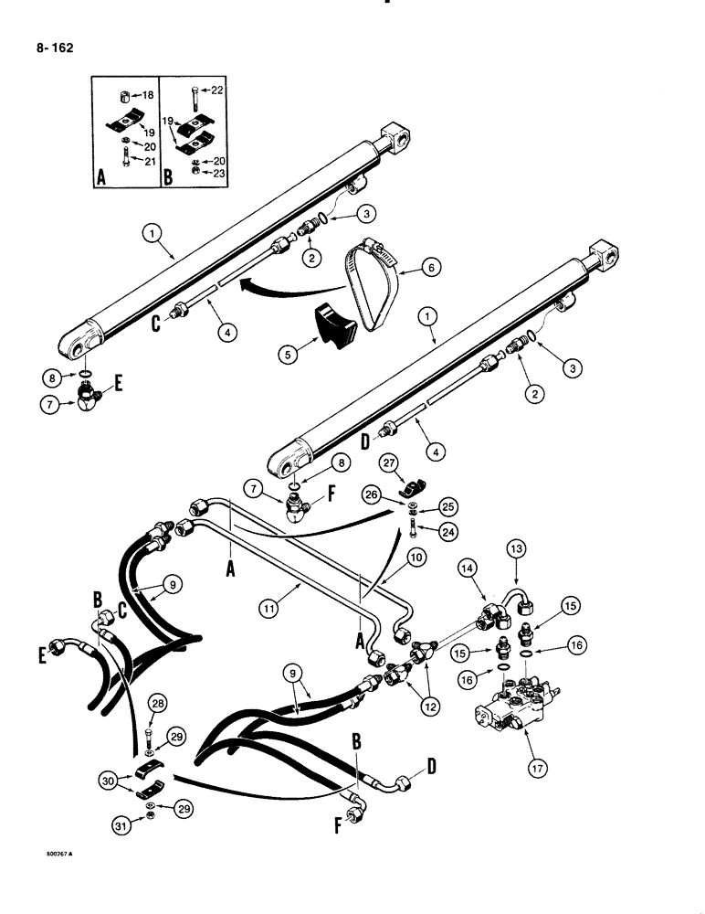 Схема запчастей Case 1835B - (8-162) - LOADER LIFT CYLINDER HYDRAULIC CIRCUIT (08) - HYDRAULICS