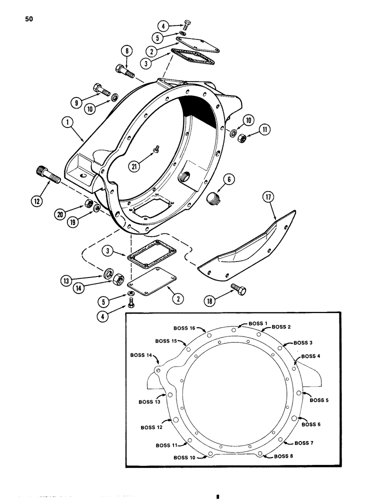 Схема запчастей Case 1080 - (050) - FLYWHEEL HOUSING, 504BDT DIESEL ENGINE (10) - ENGINE