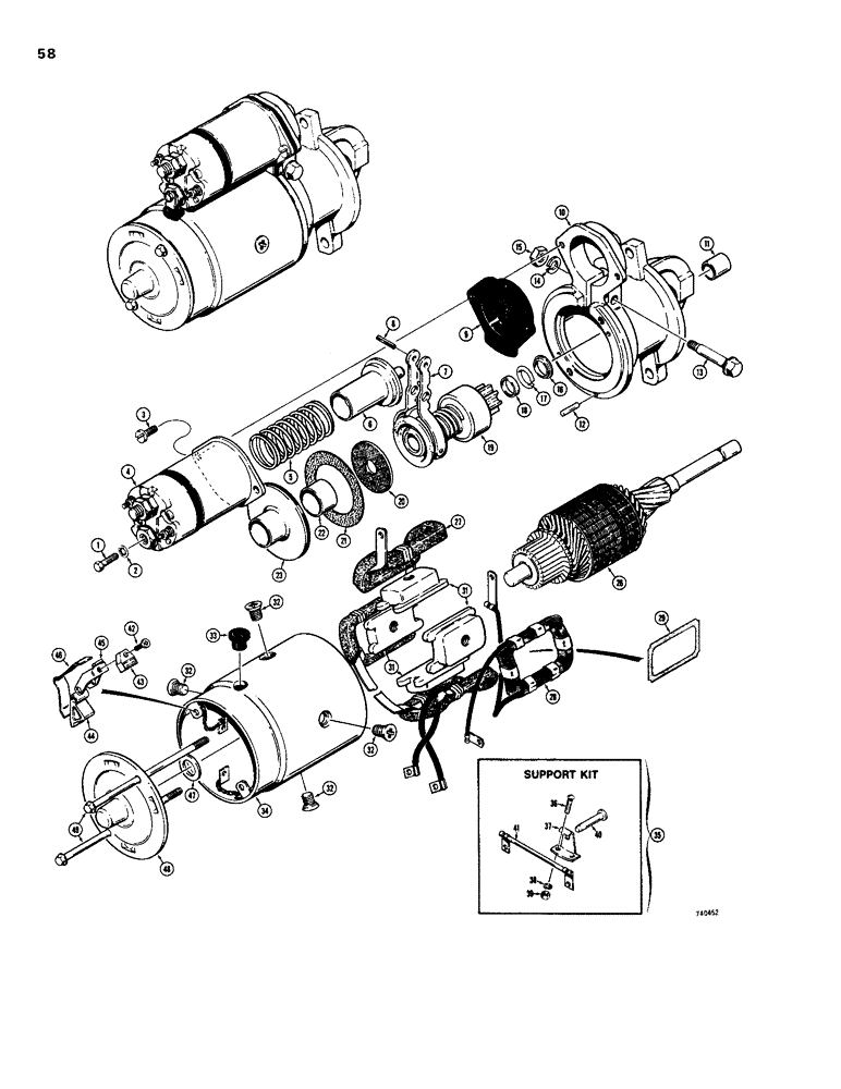 Схема запчастей Case 1830 - (058) - D63740 STARTER (55) - ELECTRICAL SYSTEMS