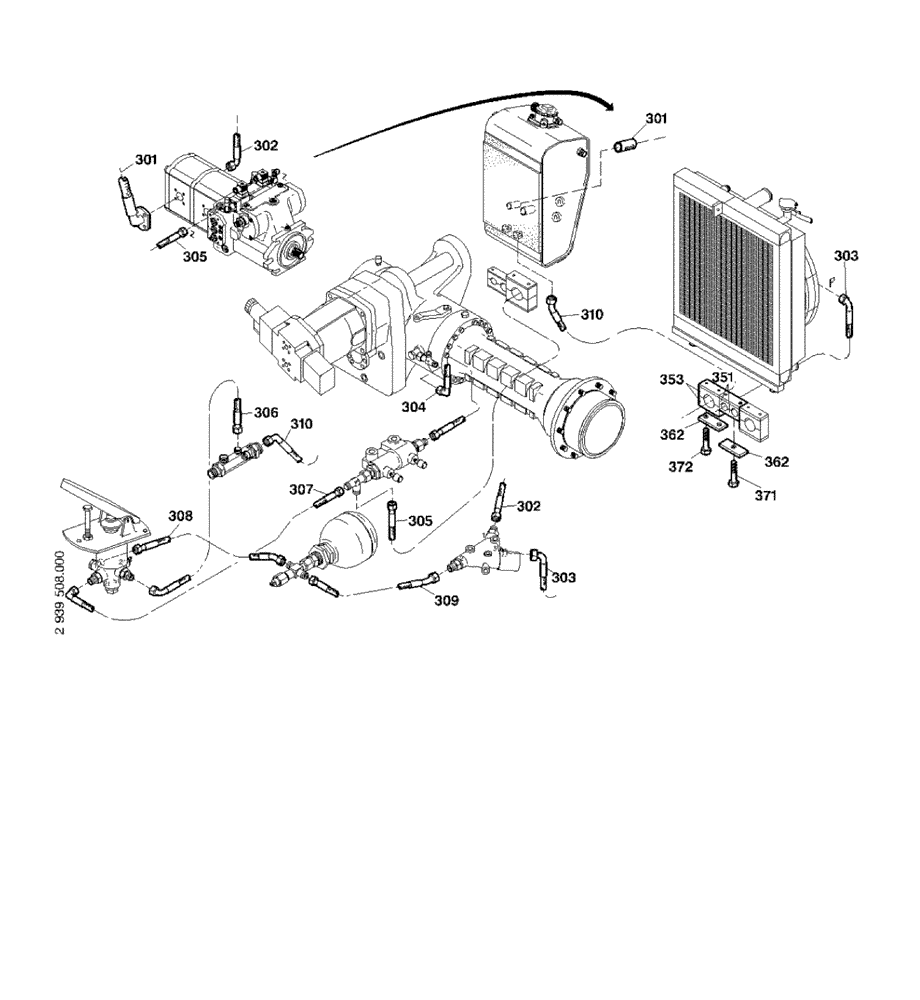 Схема запчастей Case 321D - (20.540[001]) - HYDRAULIC SYSTEM BRAKE CHARGING (S/N 591052-UP) No Description