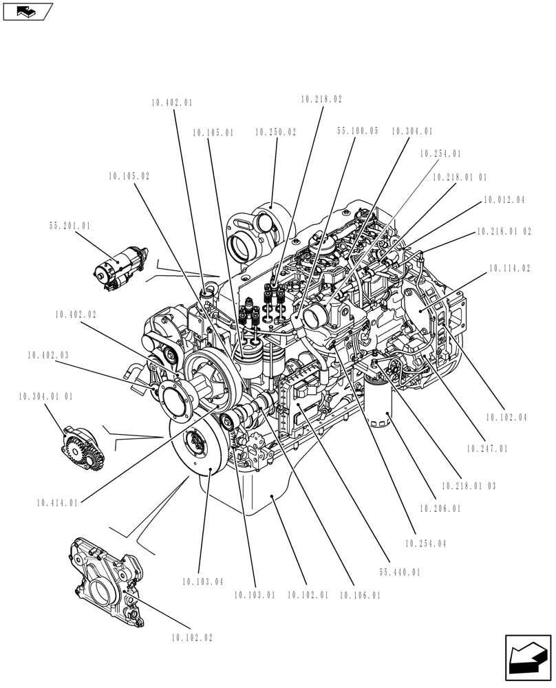 Схема запчастей Case F4HFE613R A004 - (10.000.01[01]) - PICTORIAL INDEX - ENGINE (10) - ENGINE