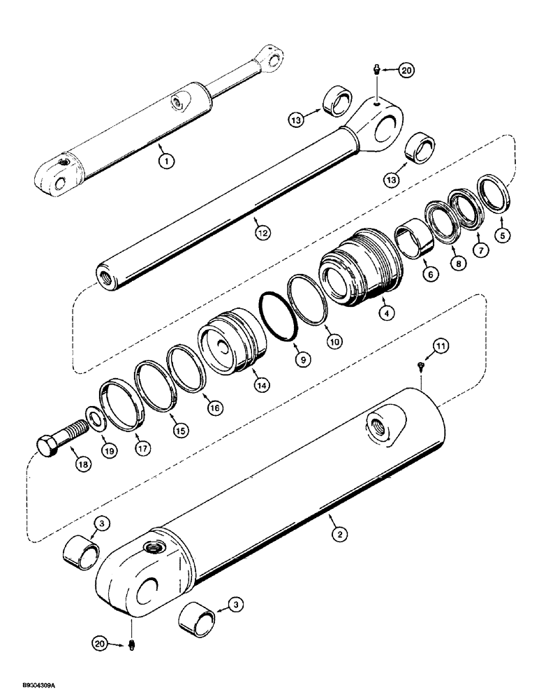 Схема запчастей Case 560 - (8-096) - BACKHOE DIPPER CYLINDER ASSEMBLY - 1346411C2, D125 BACKHOE (08) - HYDRAULICS