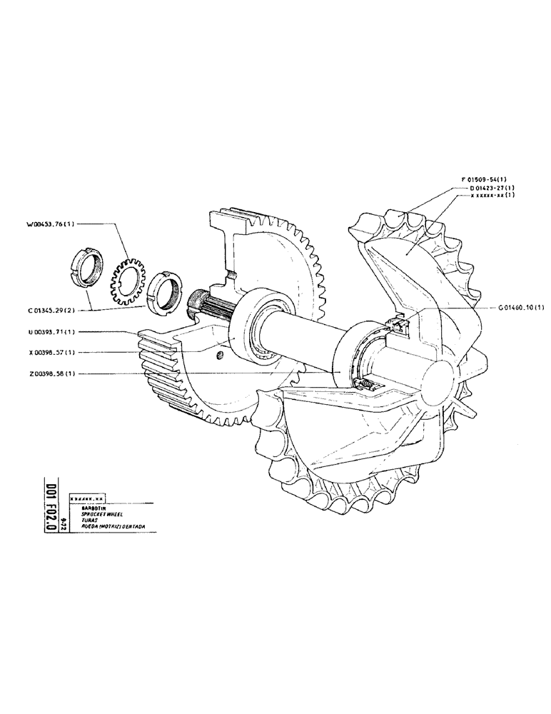 Схема запчастей Case TC45 - (049) - SPROCKET WHEEL 