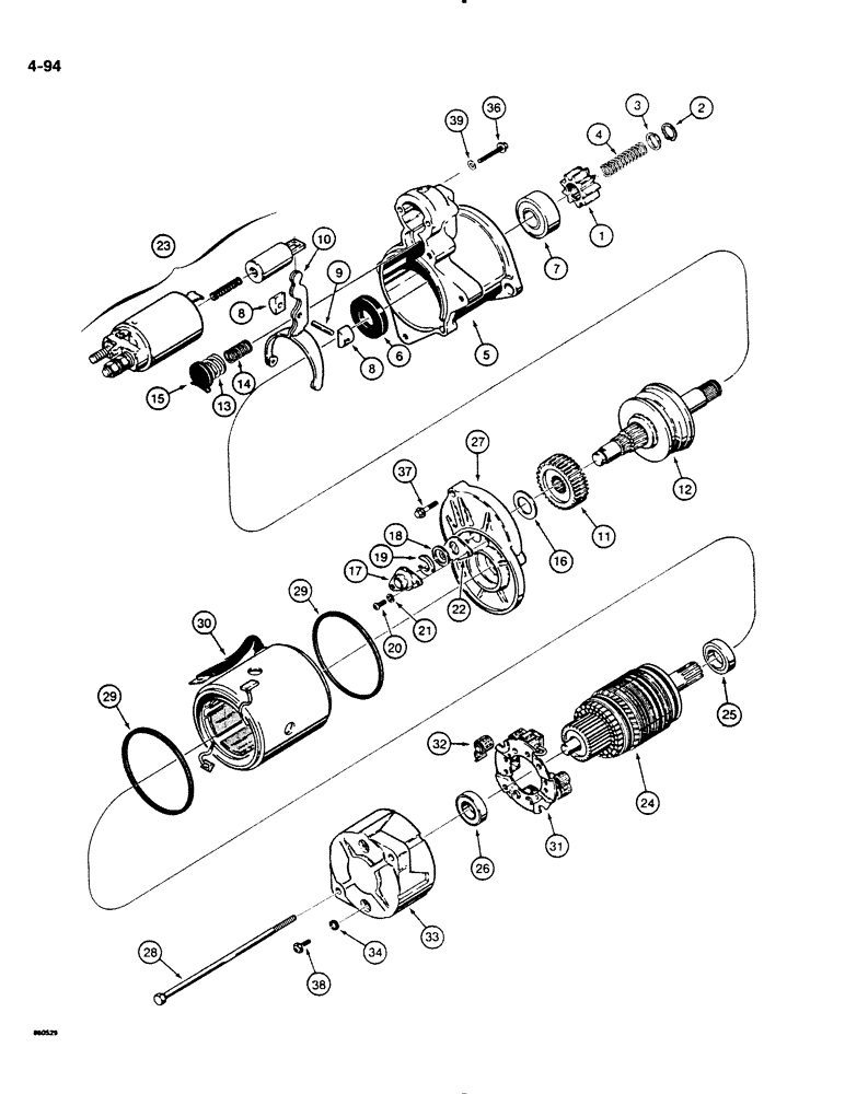 Схема запчастей Case DH4B - (4-094) - STARTER - N8367 (04) - ELECTRICAL SYSTEMS