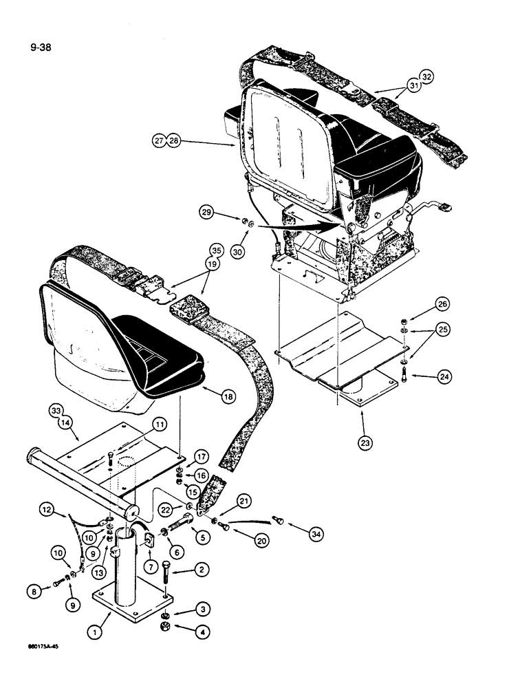 Схема запчастей Case W14B - (9-38) - SEAT AND MOUNTING PARTS (09) - CHASSIS/ATTACHMENTS
