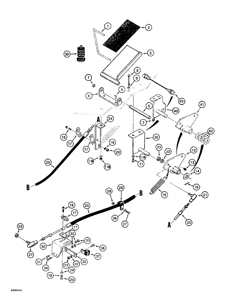Схема запчастей Case 621B - (3-02) - FOOT THROTTLE CONTROL, PRIOR TO P.I.N. JEE0053350 (03) - FUEL SYSTEM