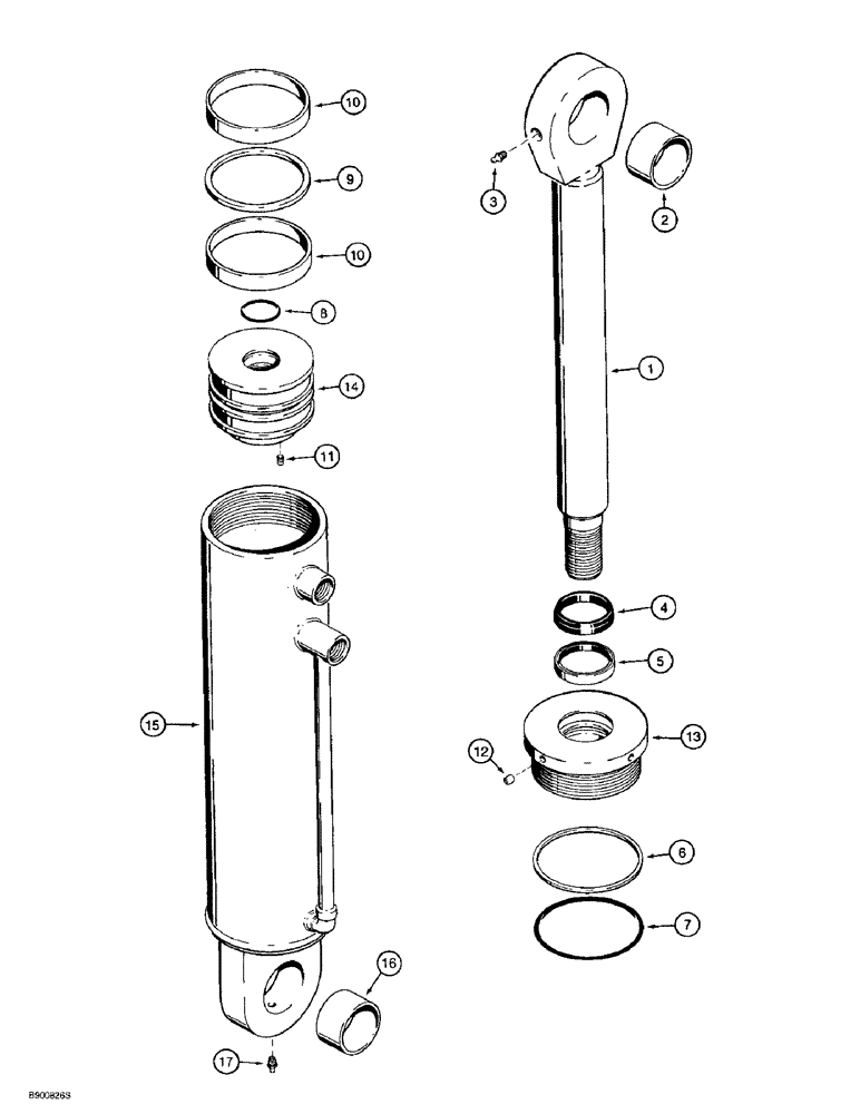 Схема запчастей Case 621B - (8-56) - LOADER AUXILIARY CYLINDER (08) - HYDRAULICS