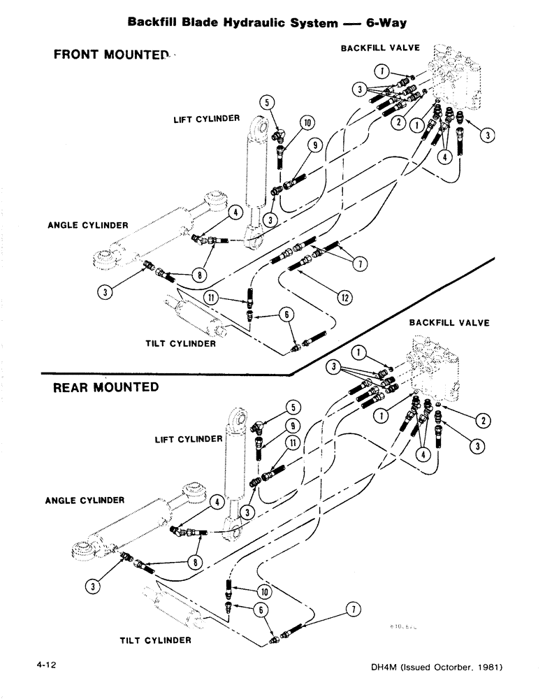 Схема запчастей Case DH4B - (4-12) - BACKFILL BLADE HYDRAULIC SYSTEM - 6-WAY, FRONT MOUNTED, REAR (35) - HYDRAULIC SYSTEMS