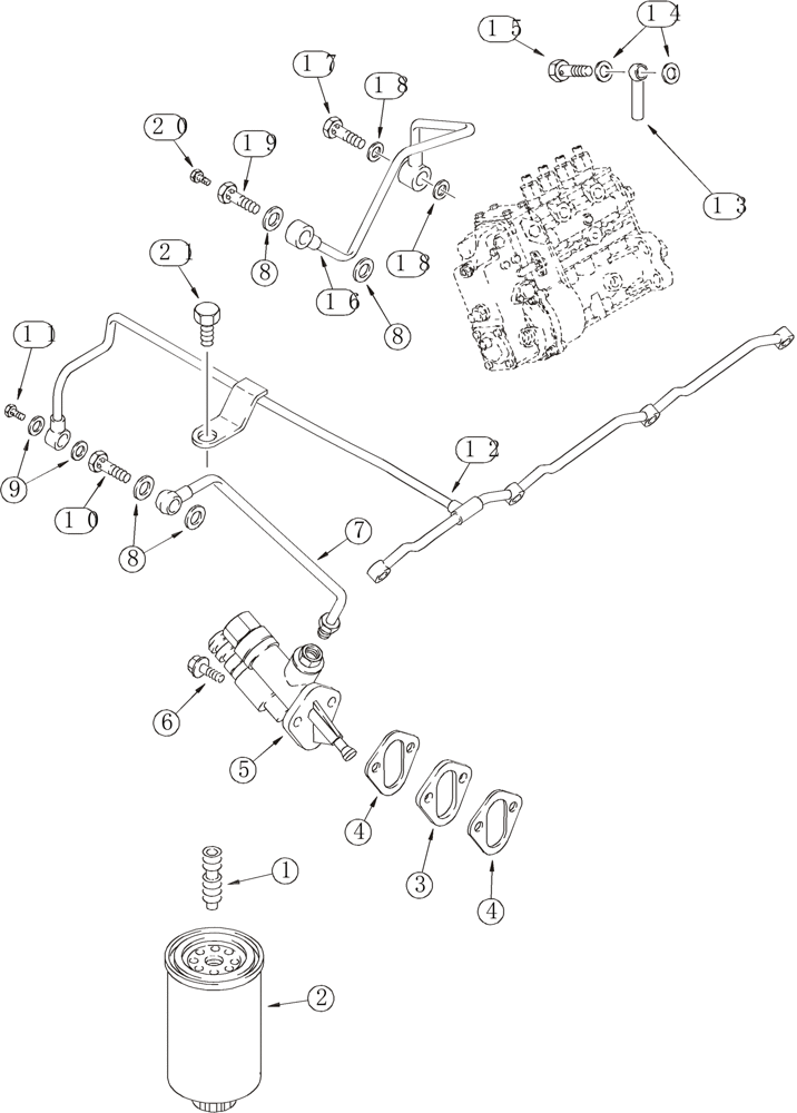 Схема запчастей Case 960 - (03-05) - FILTER FUEL (03) - FUEL SYSTEM