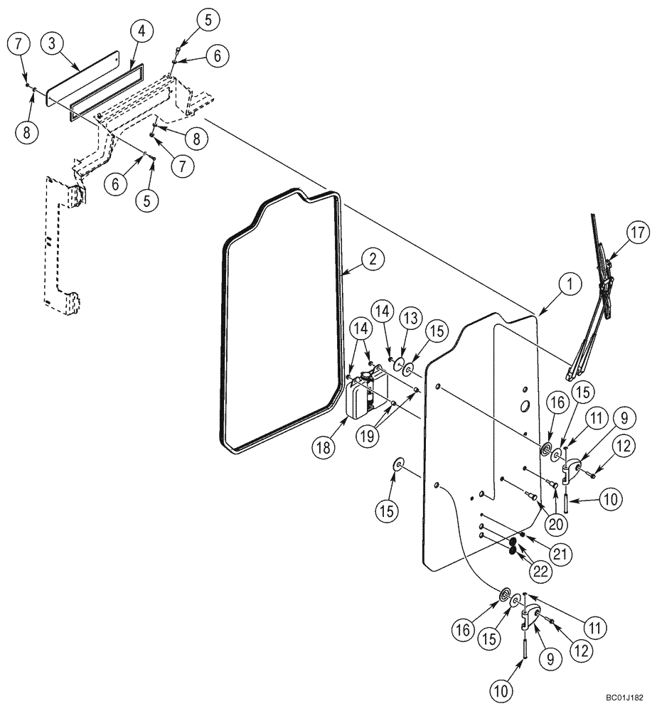 Схема запчастей Case 90XT - (09-32) - DOOR, FRONT - WINDSHIELD (09) - CHASSIS