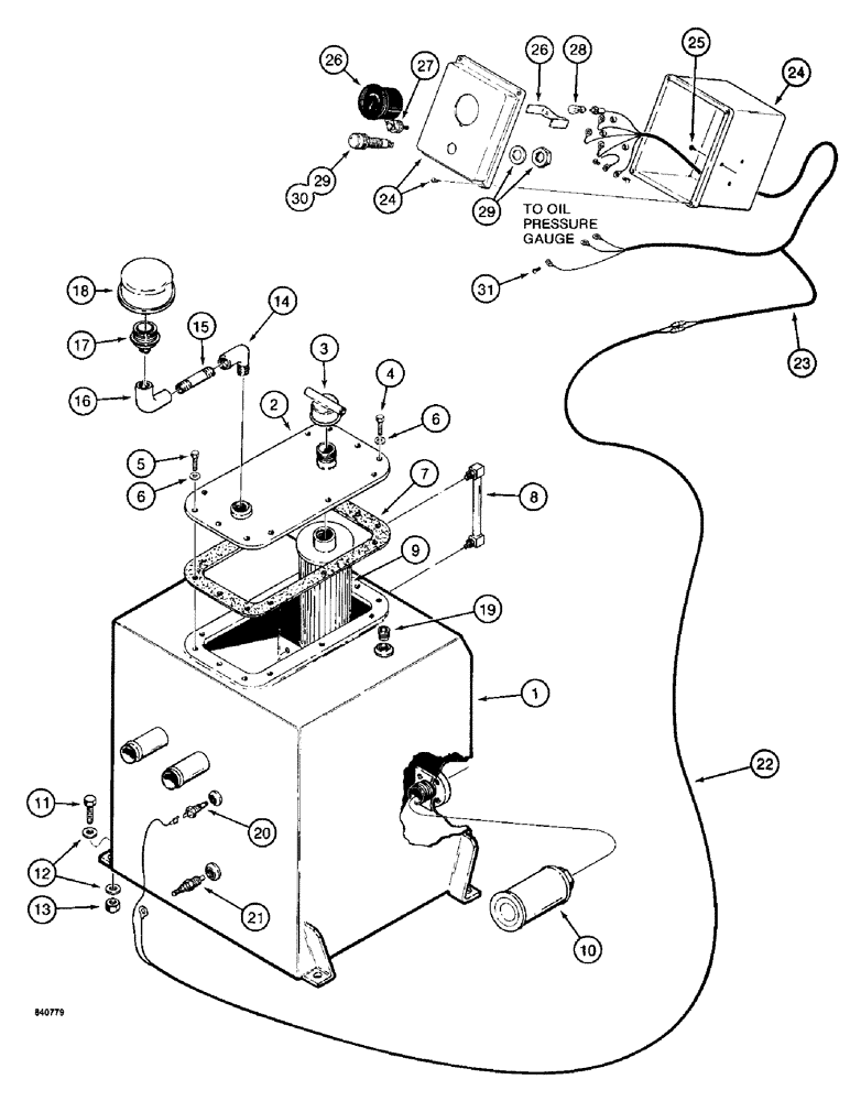 Схема запчастей Case 1187 - (150) - HYDRAULIC RESERVOIR (07) - HYDRAULIC SYSTEM
