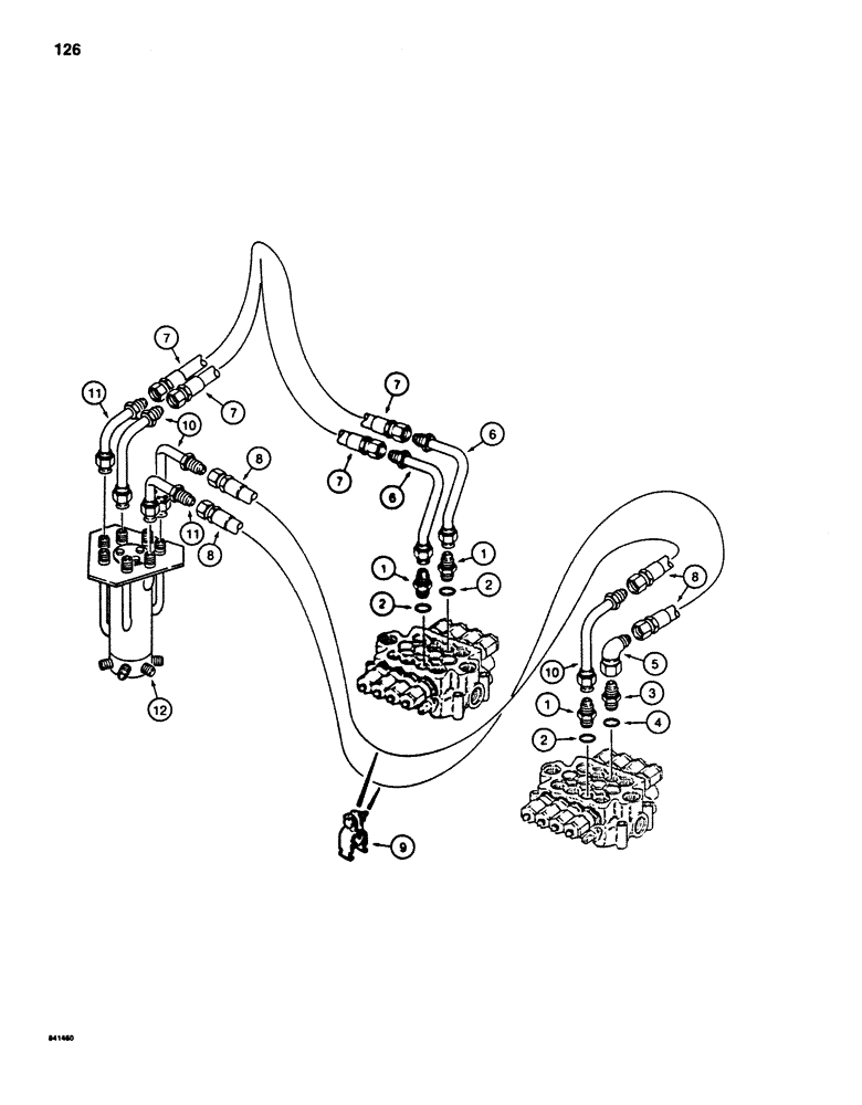 Схема запчастей Case 880D - (126) - TRACK DRIVE HYDRAULIC LINES, UPPER (04) - UNDERCARRIAGE