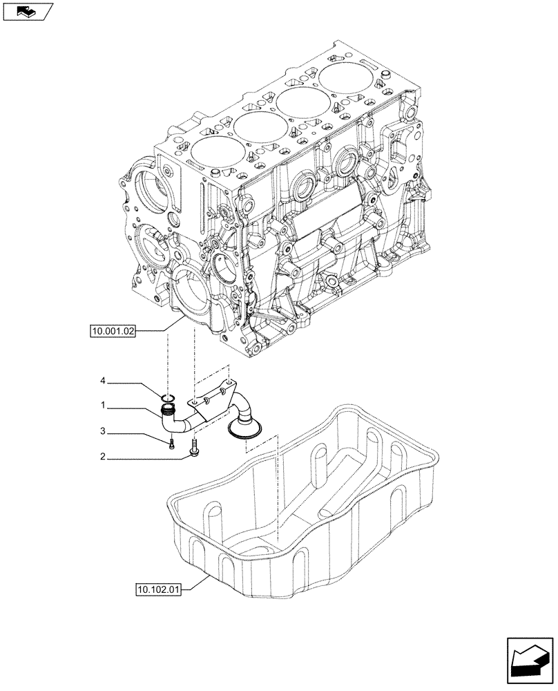 Схема запчастей Case 570NXT - (10.304.03) - OIL PUMP PIPING (504154691) (10) - ENGINE